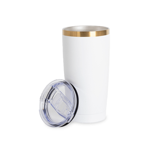 TUMBLER 20OZ WHITE/GOLD