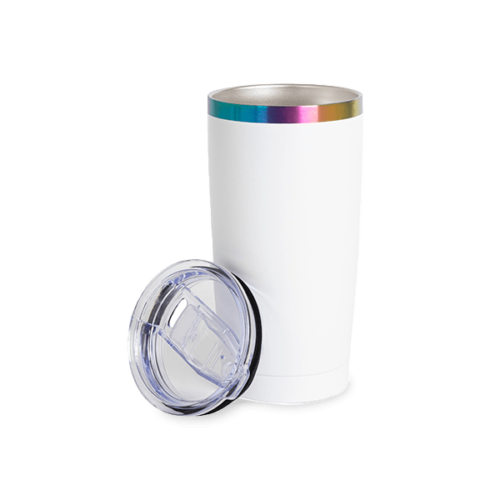 TUMBLER 20OZ WHITE/RAINBOW