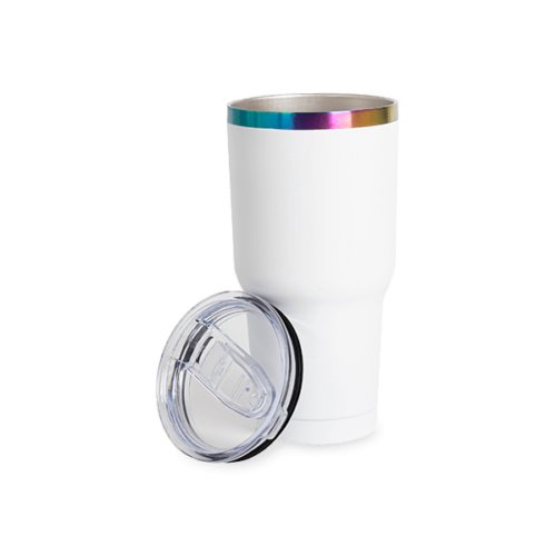 TUMBLER 30OZ WHITE/RAINBOW