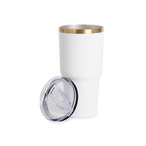 TUMBLER 30OZ WHITE/GOLD