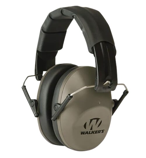 Walker's Pro Low Profile Folding Passive Muff 22 dB Over the Head Flat Dark Earth/Black Polymer